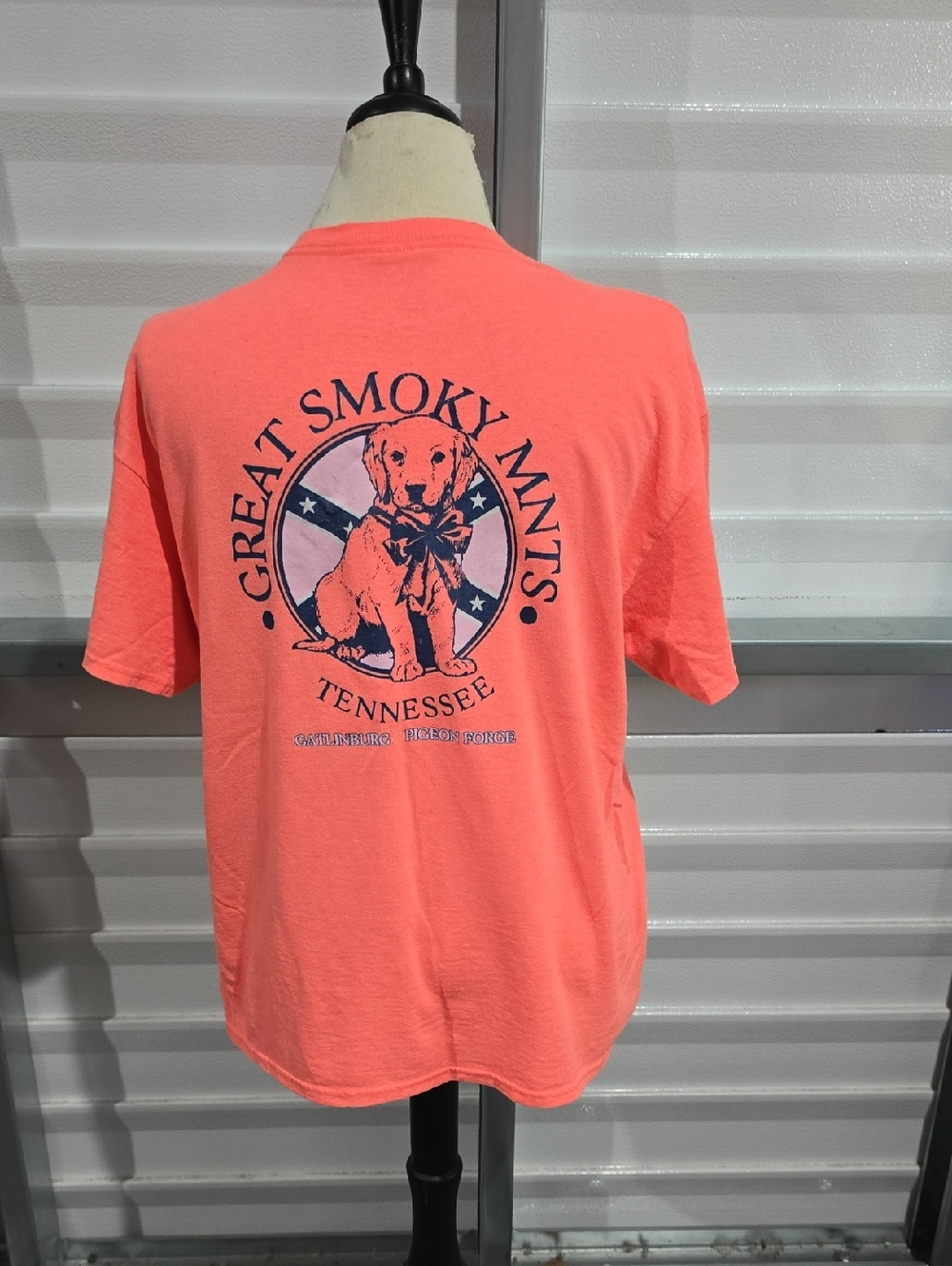 Delta Pro Weight Great Smoky Mnts Tennessee Graphic Tee - Coral Size Large